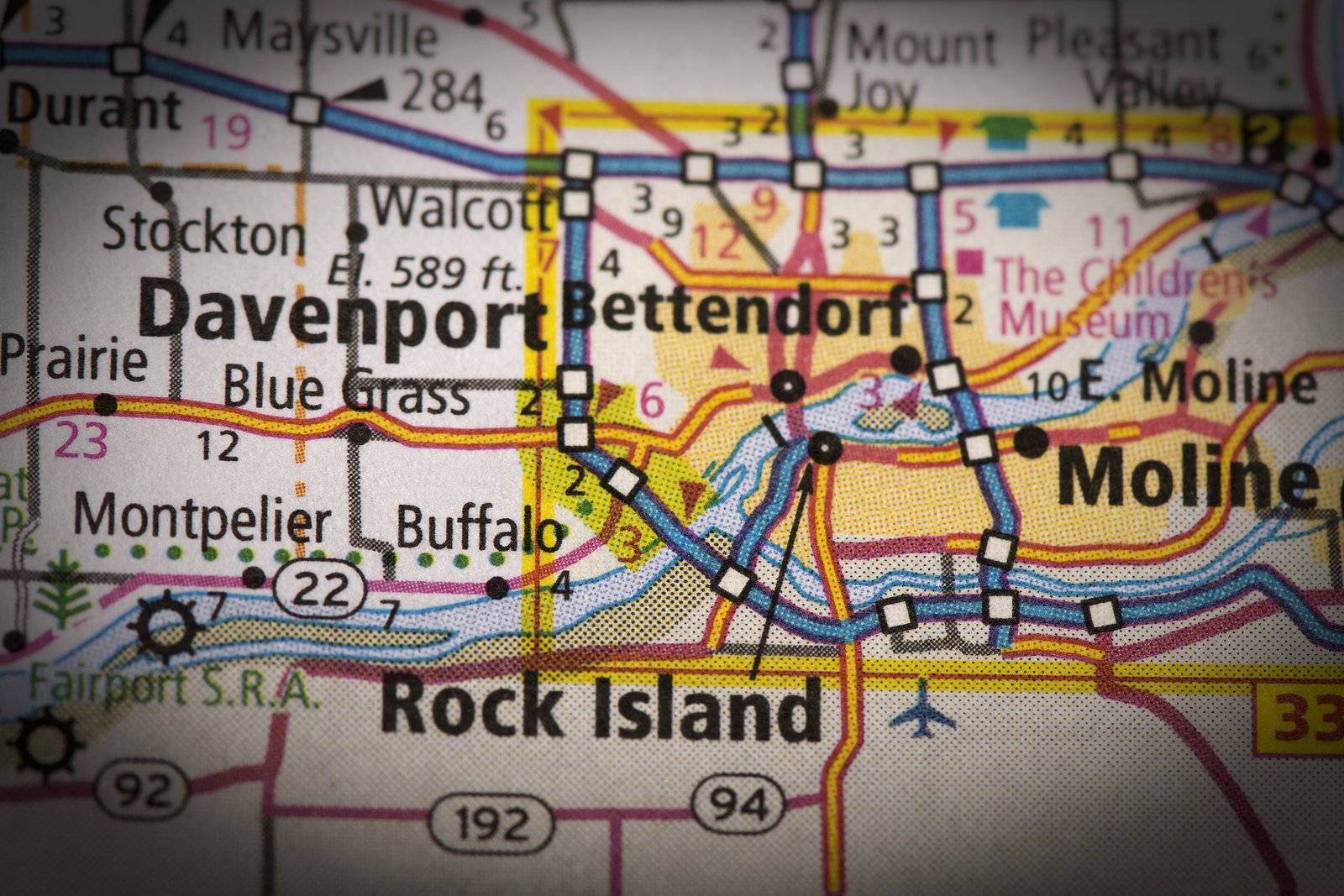 map of Bettendorf and Davenport Iowa area